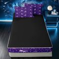 thumbnail image 4 of Erosebridal Galaxy Rainbow Unicorn Zipper Twin Comforter Sets with Fitted Sheet and 2 Pillowcases for Girls, Purple Planet Star Print Zipper Bedding Set, Black Reversible, 4 Pieces, 4 of 7