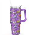 thumbnail image 2 of 40 Oz Purple Halloween Tumbler with Handle and Straw, Double Wall Vacuum Reusable Stainless Steel Water Bottle Leak Proof Insulated Travel Mug Scary Iced Coffee Cup, for Iced or Cold Beverages, 2 of 7