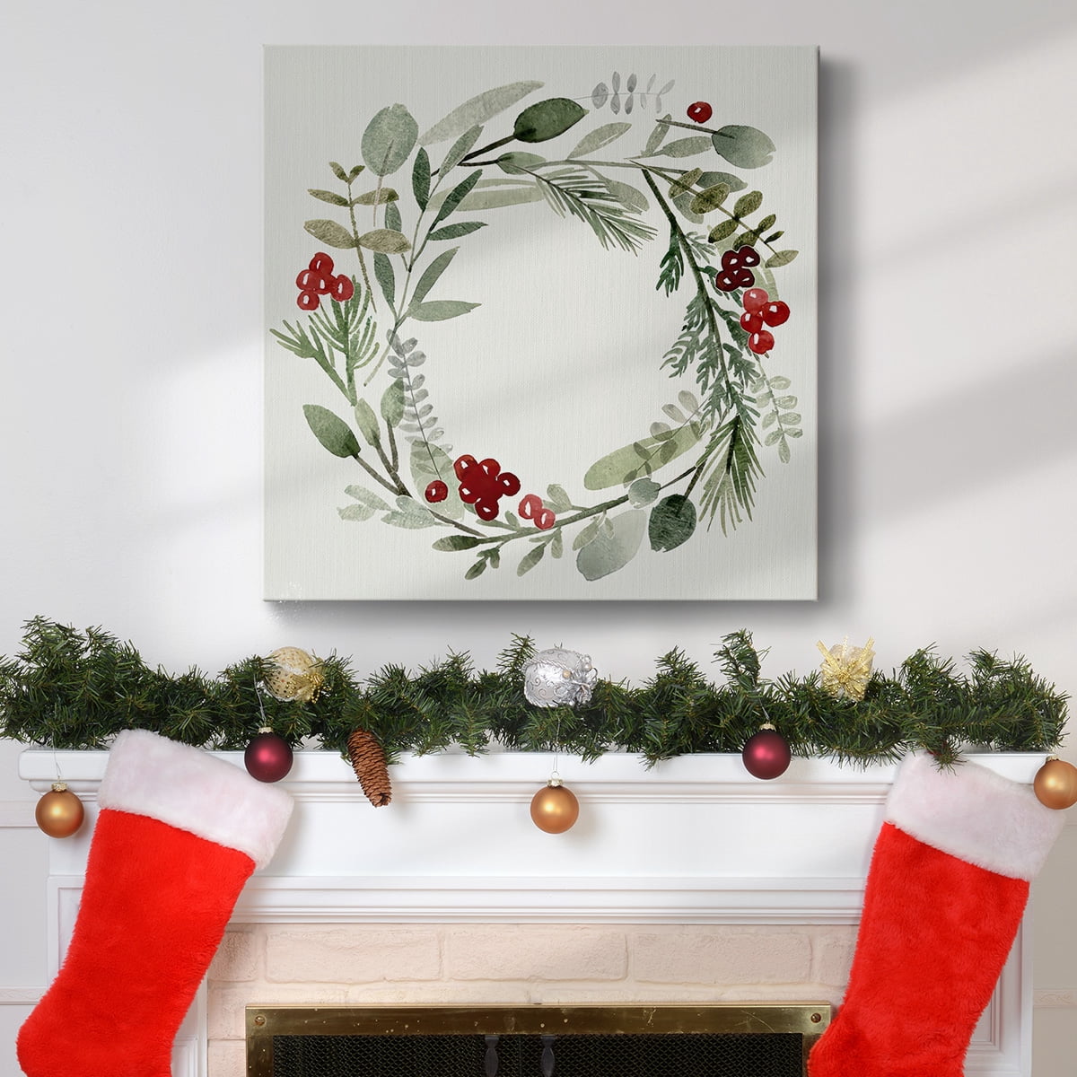 Holly Wreath II- Gallery Wrapped Canvas