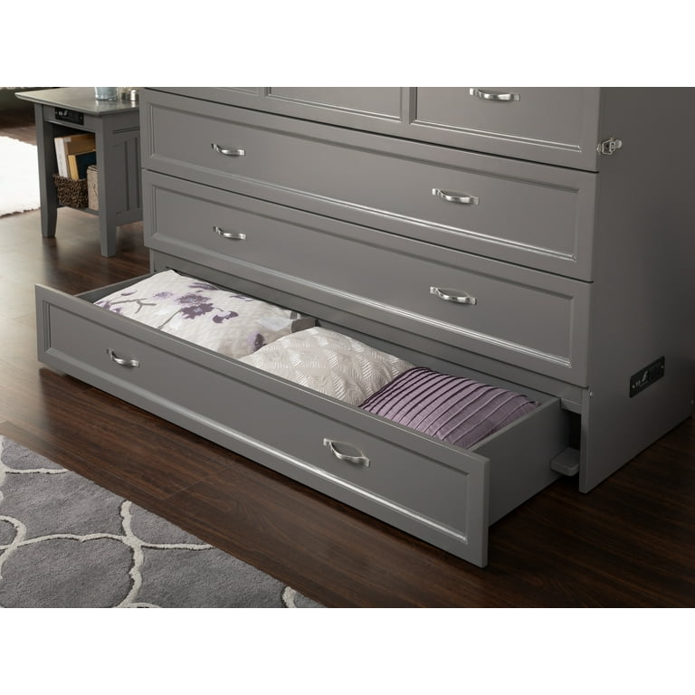 Deerfield Murphy Bed Chest Queen Atlantic Grey with Charging