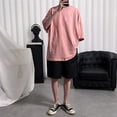 thumbnail image 3 of MSJUHEG Mens Shirts Workout Tops Raglan Round Neckline Short Sleeve Men'S Oversized T-Shirt Lifestyle Apparel Workout And Fitness Casual Hip-Hop Top Shirts For Men Pink L, 3 of 6