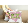 thumbnail image 3 of Ambesonne Cartoon Throw Pillow Cover 2 Pack, Heart in Love Flowers, 24", Dried Rose Lime Green, 3 of 6