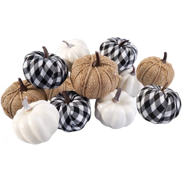 12pcs calabazas artificiales mixtas calabazas de cosecha falsa para la decoración de Navidad de Acción de Gracias de boda de otoño