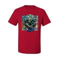 thumbnail image 2 of Wild Bobby, Colorful Abstract Skull Face Streetwear Men's Graphic T-Shirt, Red, Small, 2 of 3