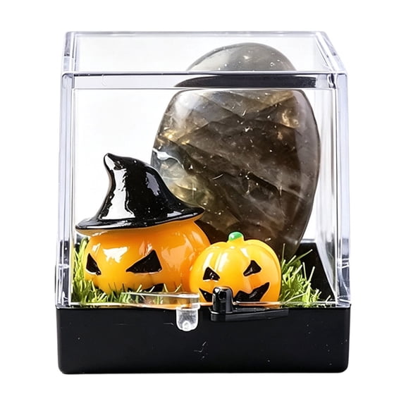 Gqtwoy Natural Crystal Halloween Ornament Resin Ghost Head Decoration, Festive Halloween Decor, Miniature Tabletop Accessory, Fall Party Decoration, Lightweight Halloween Figurine