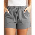 thumbnail image 2 of Pantalones cortos casuales para mujer con bolsillos con cordón de moda, pantalones cortos de verano suaves y transpirables para fiesta en la playa, gimnasio, 2 of 5