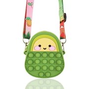 HUOGUO Pop Crossbody Purse It Fidget Toys for Girls, Relieve Stress Sillicone Push Bubble Sensory Toys Shoulder Bag, Fidget Pop Toys Birthday Party Gift for Girls Women (Fruit Avocados)