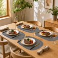 thumbnail image 4 of Unique Bargains 2 Pcs Simple Oval Placemat Dark Gray Polyester Cotton, 4 of 5