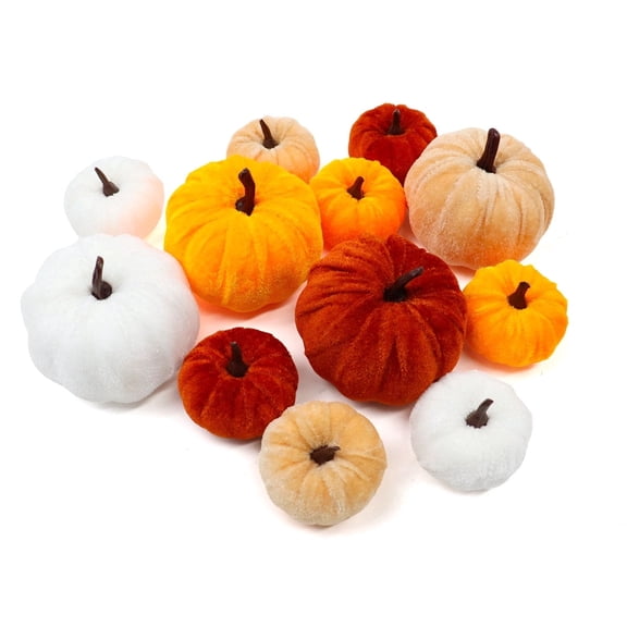 Mini Fake Velvet Foam Fabric Pumpkins Decor 12 PCS 2.4/3.15Inch - Thanksgiving & Fall Decorations for Home