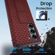 Oupeigar for Samsung Galaxy Z Fold 6 Case,Slide Rail Bracket [Hinge Protection & Screen Protection] PU Leather Matte PC Shockproof Case-Red Triangle