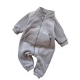 thumbnail image 6 of asjyhkr Fleece Rompers for Kid Boys Girls Full-Zip Jacket Long Sleeve Comfy Fall Winter Thermal Loungewear Bodysuit(3-9 Months,Gray), 6 of 8