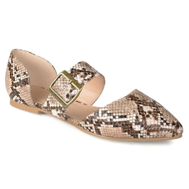 pointed toe buckle flats