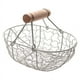 thumbnail image 1 of Cesta de metal retro con mango de madera, portátil, multifunción, para guardar verduras, frutas, huevos, comestibles, organizador práctico de almacenamiento, color blanco, 1 of 4