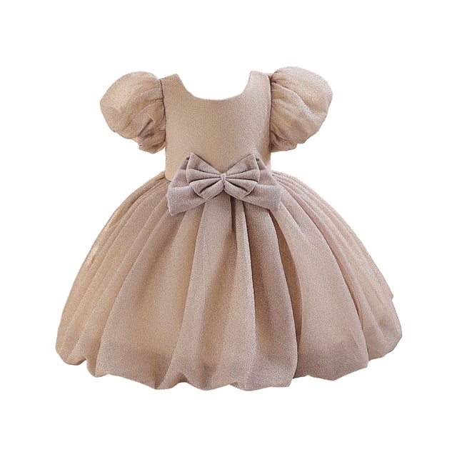 FAIWAD Robe Bouffante pour Bébé Filles Manches Courtes Robe Ligne A Col Rond Manches Lanterne Robe Princesse