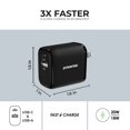 thumbnail image 3 of Liquipel Powertek Pastel Velvet 20W Combo Wall Charger - Black, 3 of 7