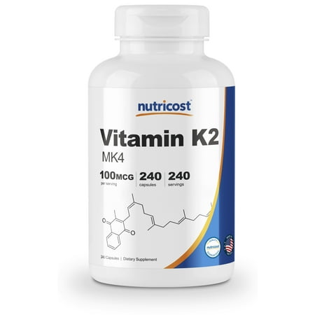 Nutricost Vitamin K2 (MK4) 240 Capsules (100mcg) - Gluten Free and Non ...