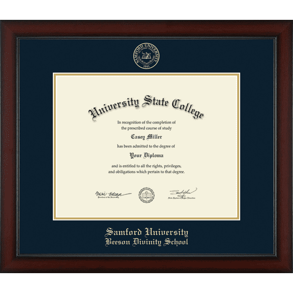 Samford University Beeson Divinity School Diploma Frame, Document Size 14" x 11"