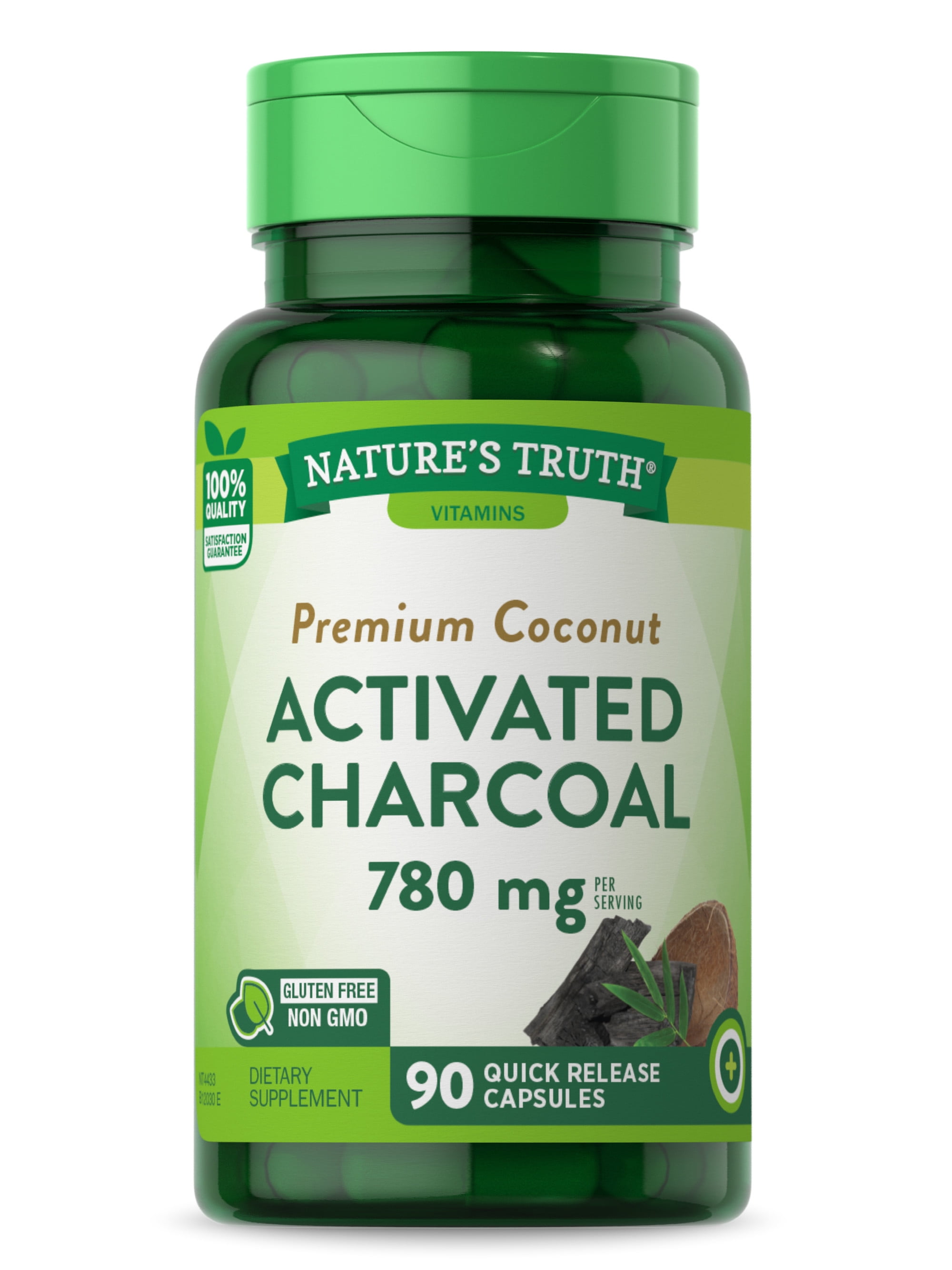 Activated Charcoal Capsules 780mg 90 Count NonGMO, Gluten Free