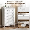 thumbnail image 2 of CozyHome White 6 Drawer Dresser, Rustic Tall Chest of Drawers, Modern Wood Dresser, Wooden Storage Closet Cabinet, Clothing Storage Organizer for Living Room, Bedroom, Hallway, Entryway, 2 of 8