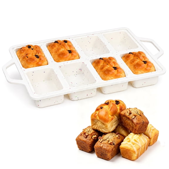 Silicone Mini Loaf Pan with Metal Frame, Silicone Mini Bread Loaf Pans 12 Cups for Baking Bread, Brownie, Cornbread, Cheesecake, Soap Nonstick