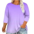 thumbnail image 3 of Ahuyic Womens Plus Size Top, Casual 3/4 Sleeve Blouse For Autumns And Winter, Fashion Woman Round Neck Long Sleeve T-Shirt Printing Loose Blouse Sweatshirt, 3 of 6