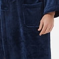 thumbnail image 3 of HAPIMO Cotton Bathrobe Soft Fleece Cardigan Pocket for Men Teen Solid Color Trendy Holiday Cloth Zipper Up Warm Absorbent Quick Dry Leisurewear Fashion Casual Holiday Navy XXL, 3 of 9