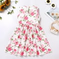 thumbnail image 4 of IWEMEK Girls Dress Casual Fall Cute Dresses Pink Long Sleeve Short Jacket Rose Floral Print Spring Sleeveless Dress 2pcs, 4 of 8