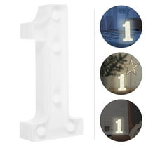 KALLORY Creative White LED Number 1 Light Sign Decorative Number Lamp for Romantic Atmosphere