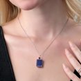 thumbnail image 3 of Gem Stone King 925 Sterling Silver Blue Lapis and Red Garnet Pendant Necklace for Women (14.37 Cttw, Emerald Cut 18X13MM, With 18 inch Silver Chain), 3 of 4
