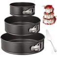 thumbnail image 1 of Juego de moldes para pasteles redondos, 3 moldes para pasteles desmontables ajustables con forma de resorte con molde antiadherente para tarta de queso con base suelta de 4"/7"/9" JFHHH pequeña, 1 of 5