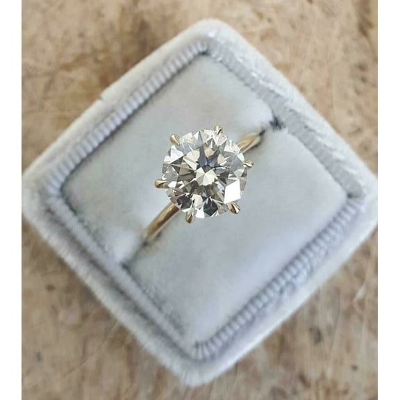 2.50 Cts Certified D Colorless Moissanite, 18K White Gold Plated 6 Prong Solitaire Engagement Ring, Wedding Ring , Anniverary Ring, Promise Ring