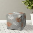 thumbnail image 6 of HomeRoots 17" Gray and White Polyester Cube Coral Indoor Outdoor Pouf Ottoman, 6 of 7