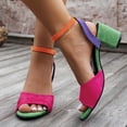 thumbnail image 2 of Sandals for Women 2025 Chunky Heel Open Toe Casual Daily Summer Trendy Solid Color Women Footwear Comfortable Ankle Strap Walking Beach Shoes Multicolor 5.5, 2 of 7