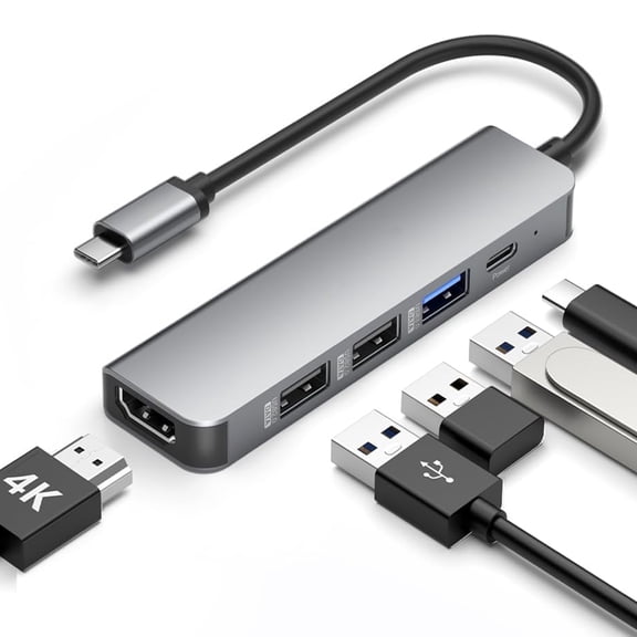 USB C HUB,USB-C Multiport Adapter 5 in 1 with 4K HDMI, 100W Power Delivery, 3 USB 3.0 Data Ports for MacBook Pro/Air, iPad Pro/Air/Mini 6 and More