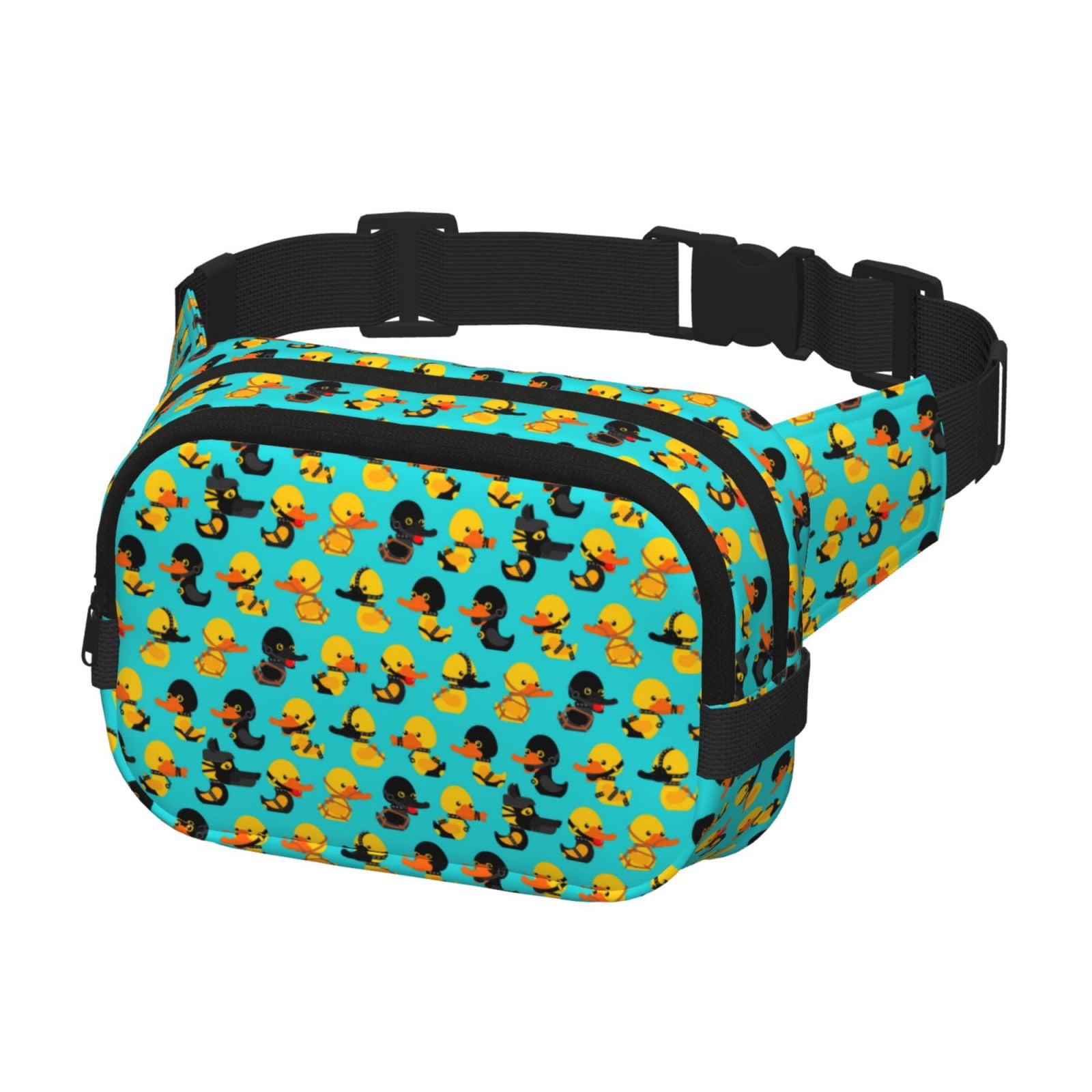 Picia Duck In Black Suit Print Square Double-Layer Waist Bag Mini Adjustable Waist Belt Bag Exercise Running Travel Hiking