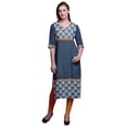 thumbnail image 1 of Bimba Robes Tuniques Droites pour Femmes Kurti Imprimé Tenue d'Été Kurta, 1 of 5