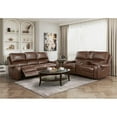 thumbnail image 2 of Pemberly Row Faux Leather Double Glider Manual Reclining Loveseat in Brown, 2 of 10