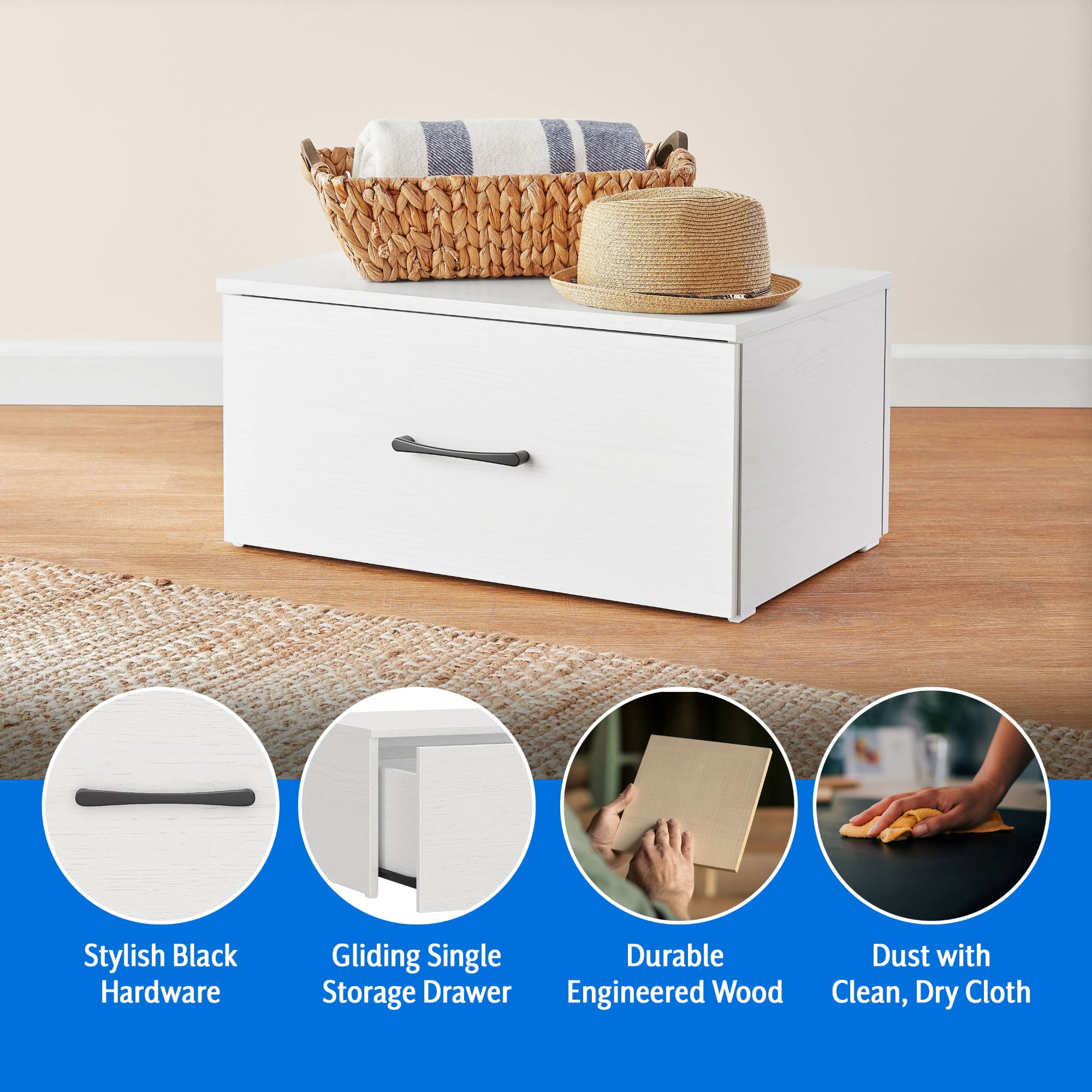 Mainstays Ardent One Drawer Modular Storage System, White