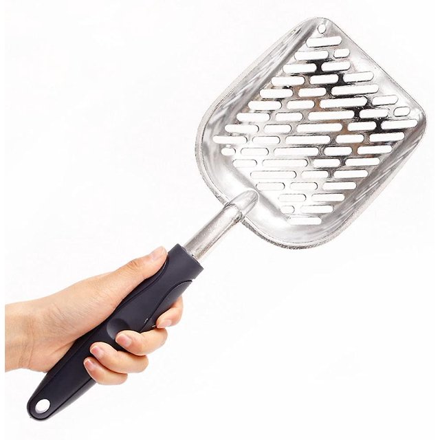 Cuchara para arena para gatos, Cuchara para arena para gatos de aleación de aluminio, Cuchara para arena, Cuchara para caja de arena, Cuchara para gatos con mango largo de goma cómodo para gatitos. Afortunado Sencillez