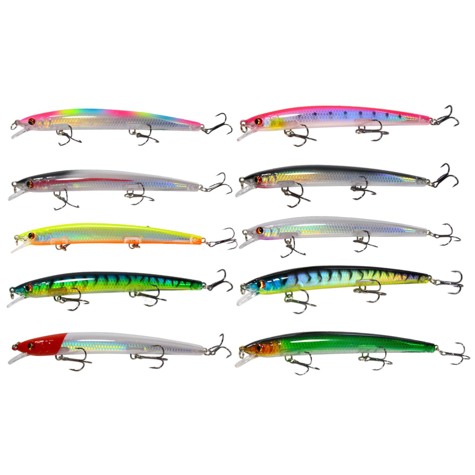Crankbaits Pencil Baits with Steel ball Fish Hooks Minnow Lures Winter Fishing 