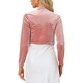 thumbnail image 3 of INSPIRE CHIC Velvet Crop Shrug for Women's Tie Front Long Sleeve Elegant Cocktail Bolero, 3 of 5