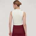 thumbnail image 5 of Women's Sleeveless Colorblock Cropped Top with Collared Neckline and Sculpted Contrast Design - Large, Burgundy, 5 of 6