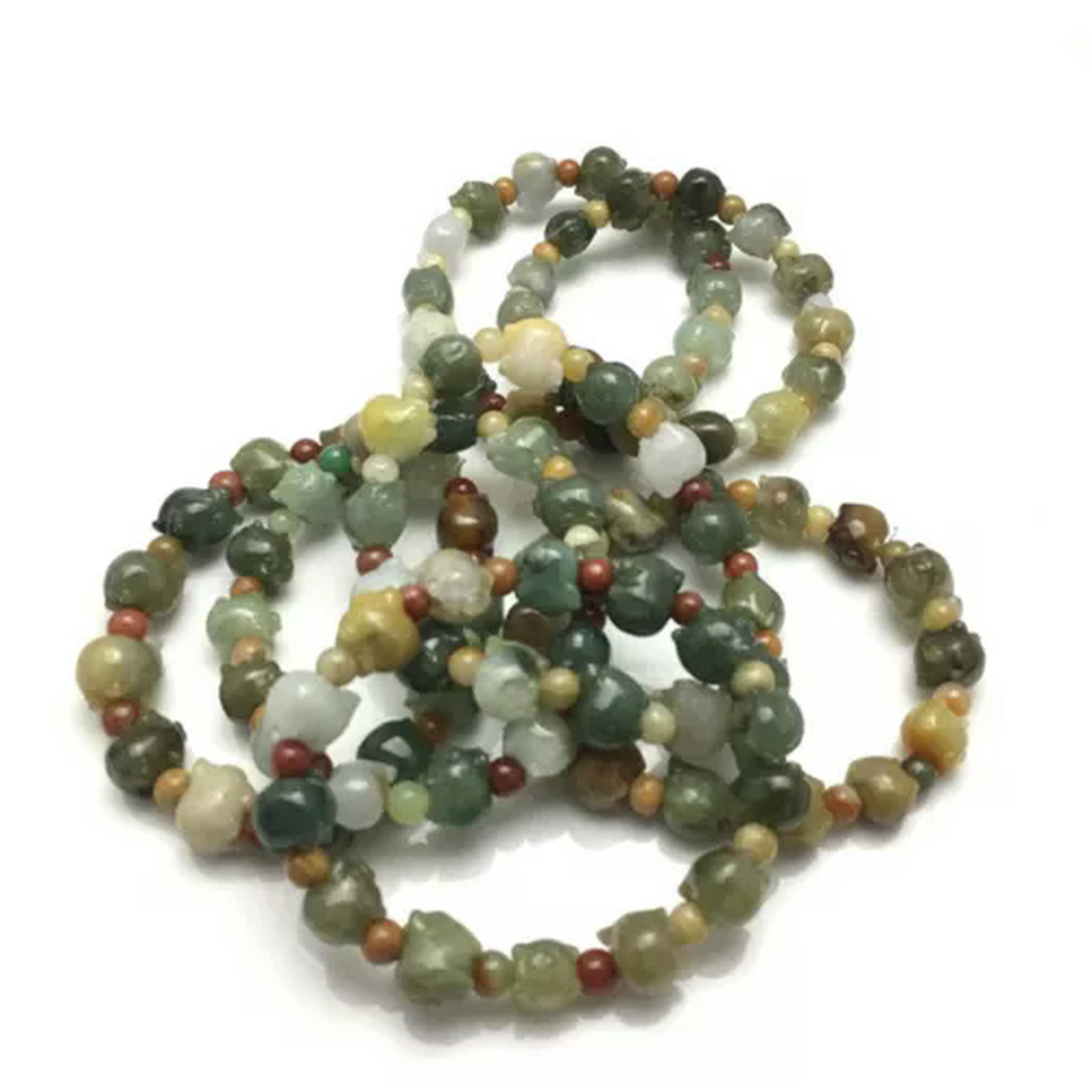 HOOUN 1PCS Natural Grade A Jade Jadeite Women Lucky Zodiac Pig Beaded Bracelet