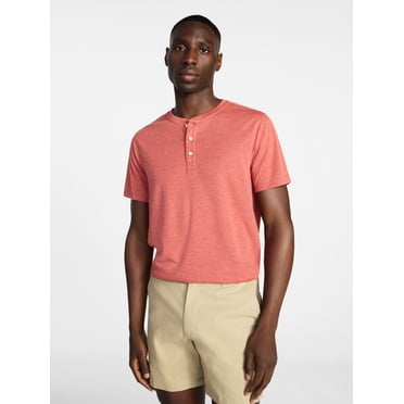 George Men's & Big Men's Relaxed Fit Knit Cloth Henley Shirt with Short Sleeves, Sizes XS-5XL