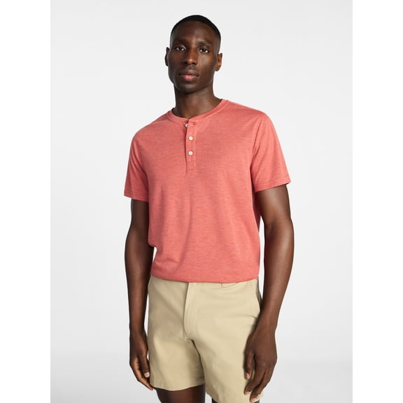 George Men's and Big Men's Knit Cloth Henley Shirt with Short Sleeves, Sizes XS-5XL