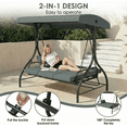 thumbnail image 5 of Pirecart 3 Seat Outdoor Porch Swing Chair with Adjustable Canopy, Removable Cushions for Garden, Poolside, Balcony, Gray, 5 of 8