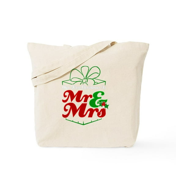 CafePress - First Christmas As Mr. &Amp; Mrs. Newlywe Tote Bag - Unisex Canvas Tote Bag, Beige, 1-Piece