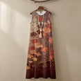 thumbnail image 4 of Xoenoiee Maple Leaves Print Summer Dresses for Women Flowy Casual Sleeveless Maxi Dress Cotton Linen Crewneck Long Dress Beach Vacation Sundresses with Pockets, 2XL, 4 of 7