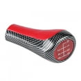 thumbnail image 4 of PU Leather Gear Shift Head, 6 Speed Red & Carbon Fiber Gear Shift Knob, For Auto Car, 4 of 8