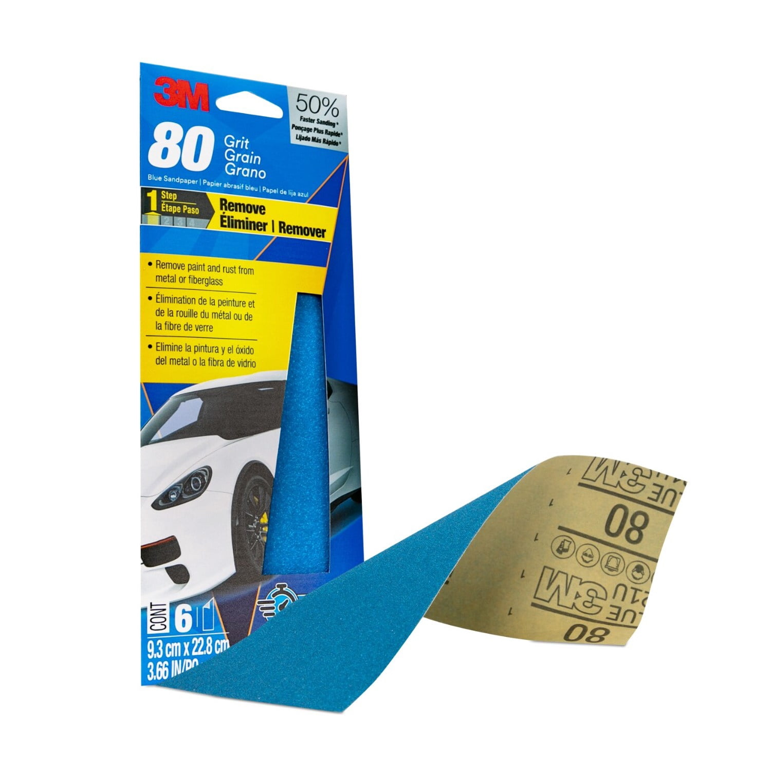 (2 pack) 3M Blue Technology Sandpaper, 3 2/3 in X 9 in, 80 Grit, 6-Pack